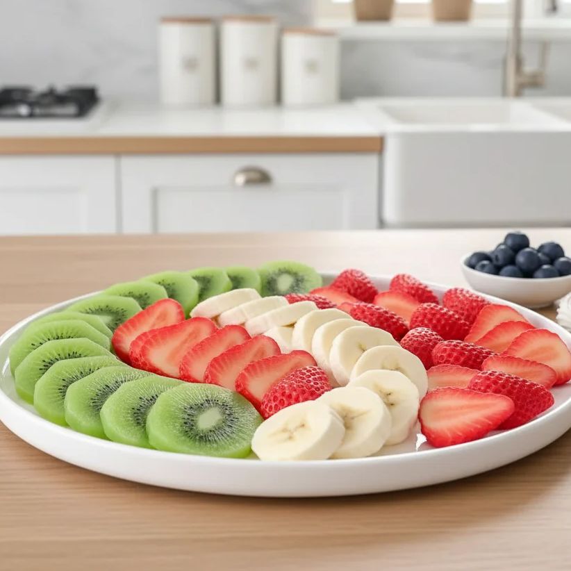 Photography Of Food - Simulated Fruit Slices (Strawberry, Banana, Kiwi),
