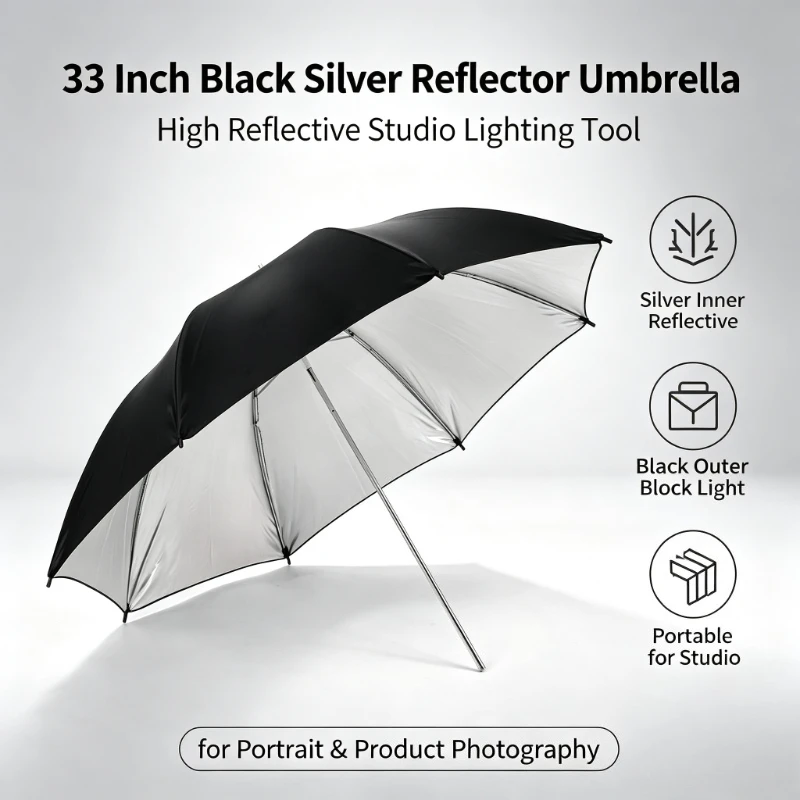 Photography Umbrella Lights - 2026 Black Durable 33-inch Reflective Umbrella
