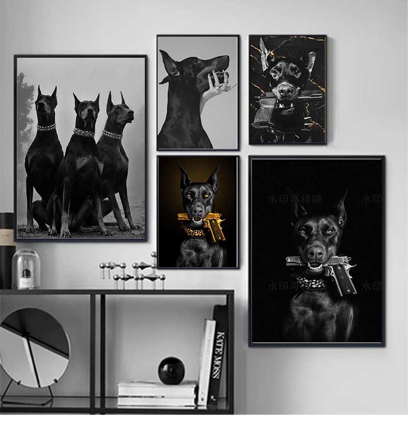 Photography Trend - Modern Fashion Black Doberman Dog with