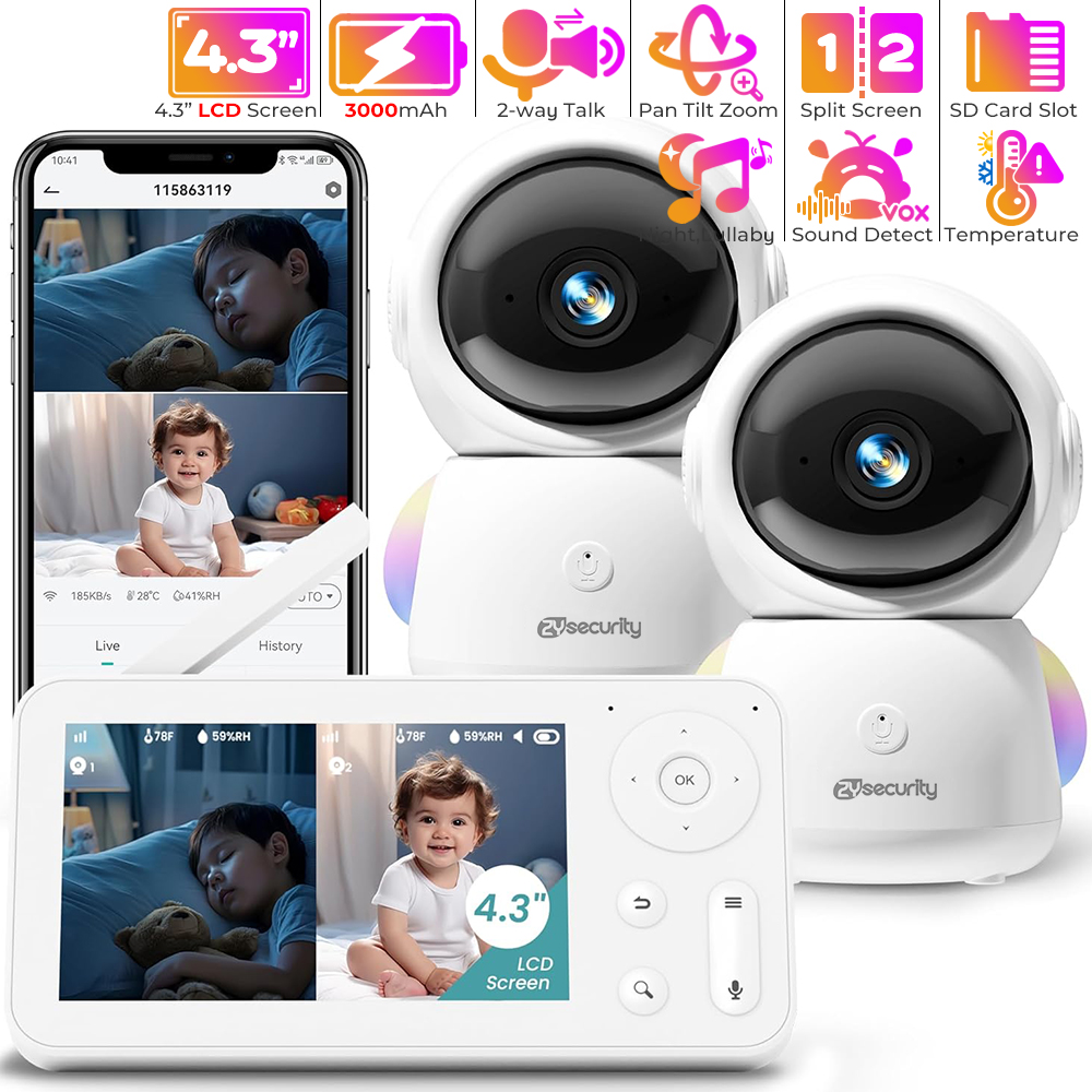 Photography Umbrella Lights - 2K Baby Monitor with 2 Cameras